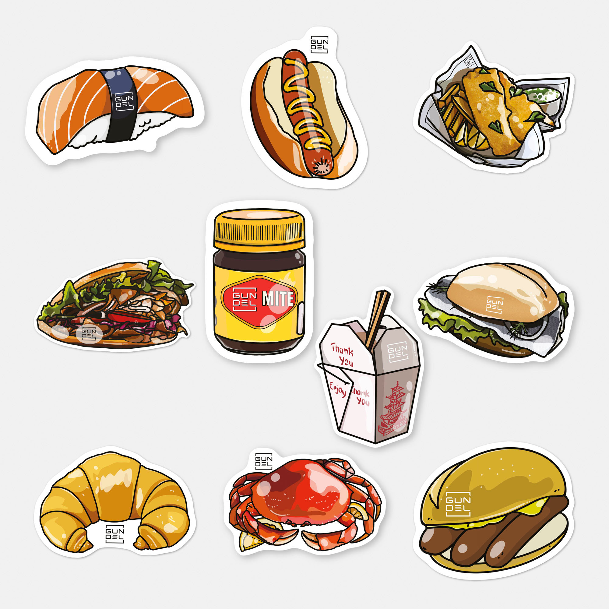 Gundel Koffer - Sticker-Set Food (10x Sticker)