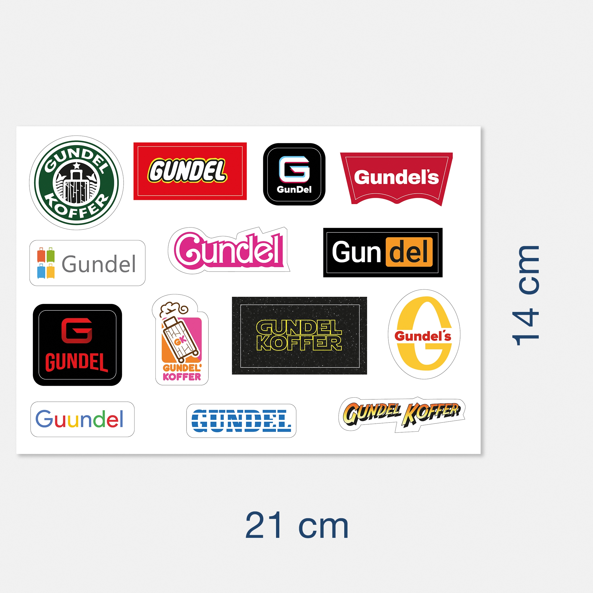 Feuille A5 Logo Stickers (14x Stickers)