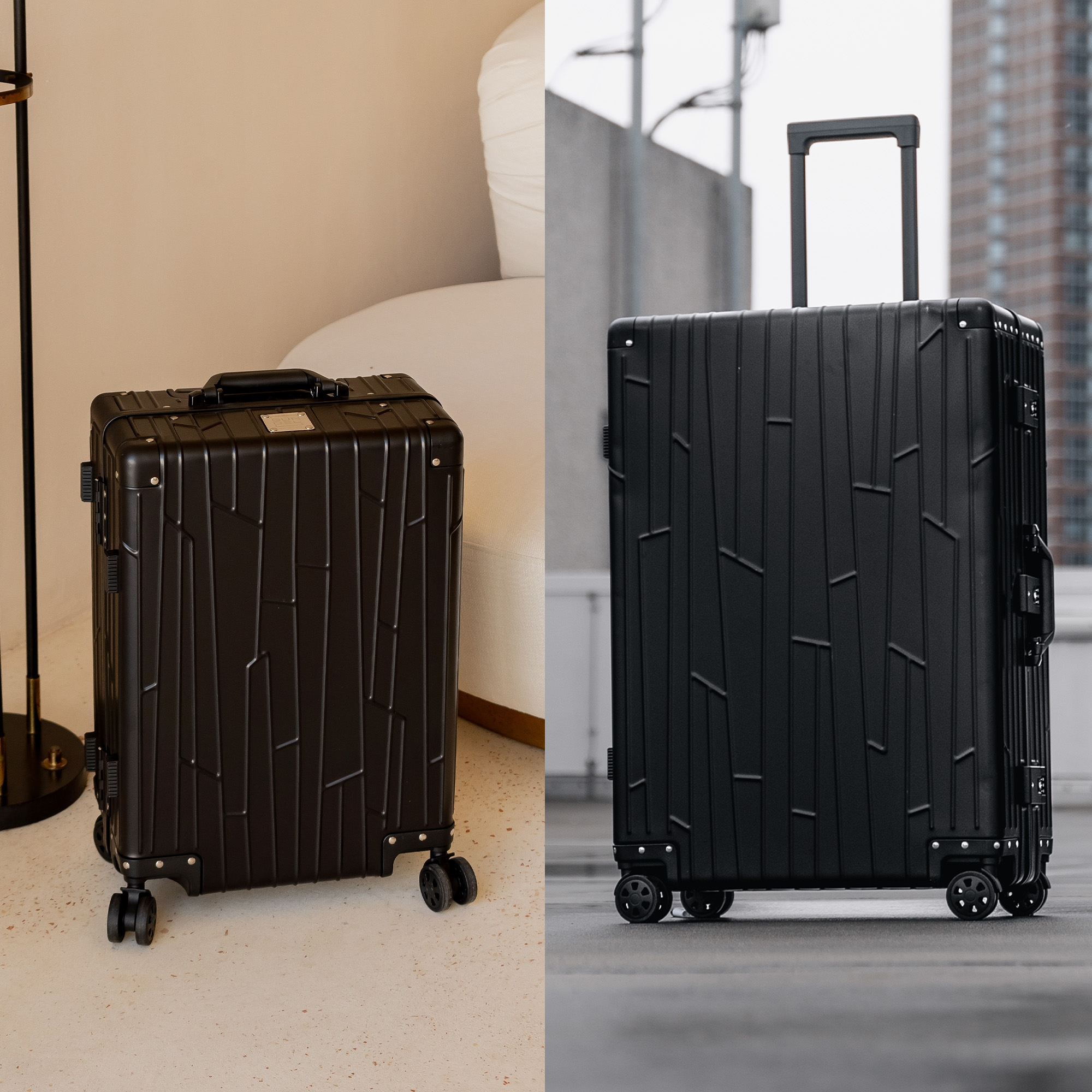 Two GUNDEL suitcases in black